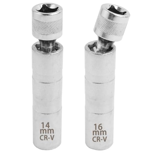 SopwMap 2 Stück Zündkerzenschlüssel mit Magnet, 14mm/16mm, 3/8 Zoll Zündkerzen Nuss, Magnetisch Zündkerzenstecker, Zündkerze Demontagewerkzeug, für Auto Reparatur und Wartung