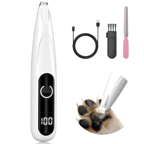 Yeerain Pfotentrimmer für Hunde mit LED-Licht, USB Wiederaufladbar Hundeschermaschine Paw Trim Pro für Hunde und Katze, Leise Hundepfoten Trimmer für Pfoten, Augen, Ohren, Gesicht, Körp