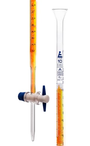 Burette mit PTFE-Absperrhahn, 10 ml, Klasse A, 0,05 ml Sub Div. Eisco Labs Borosilikatglas, ±0,03 ml, Blau