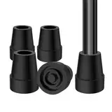 supregear Rohrspitze (4-Pack), Rutschfeste, Stabile 19 mm Ersatzstockspitze für Gehstock Krückenstöcke Hochfester Gummi und Carbon Schwarz Gemischtes Fußpolster Faltstock Zubehör, Schwarz