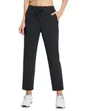 BALEAF Damen Golfhose Stretch Wanderhose Arbeitshose Sporthose Kleiderhose mit Taschen Schwarz XS