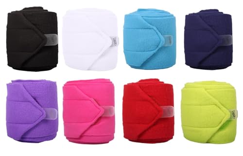 NETPROSHOP Fleece Bandagen 4er Set Länge 3 Meter in platzsparender Plastiktasche mit Griff, Farbe:Dunkelblau