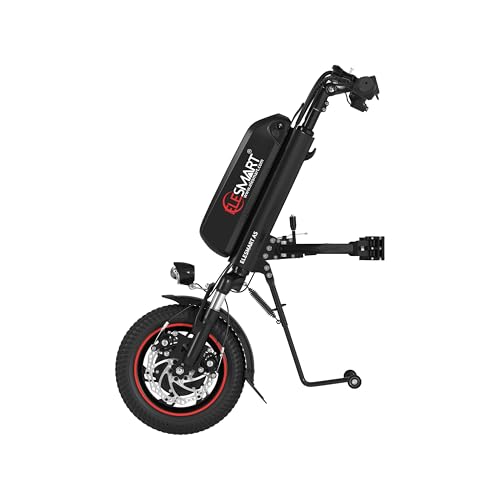 Elektrischer Rollstuhl-Handbike, Rollstuhlaufsatz zur Aufrüstung eines manuellen Rollstuhls in einen elektrischen, 60 km Reichweite, 500W Motor, Geeignet für Rohrdurchmesser von 22-32 mm, Schwarz