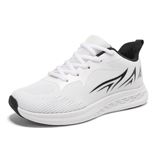 Jawixu Hallenschuhe Herren Turnschuhe Damen Laufschuhe Sportschuhe Sneaker Weiß Schwarz 43EU