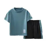 Zerfoogh Jungen Sportbekleidung Set - Sommer Kinderkleidung mit Atmungsaktivem T-Shirt & Shorts für Jungen 3-10 Jahre