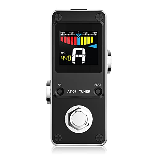 Stimmgerät-Pedal, LEKATO Chromatisches Stimmgerät-Pedal mit zwei Modi für Gitarre und Bass - Mini Stimmgerät Pedal mit LCD-Display für Chromatisches Instrumenten - Tonhöhen-Kalibrierung & Flat Tuning