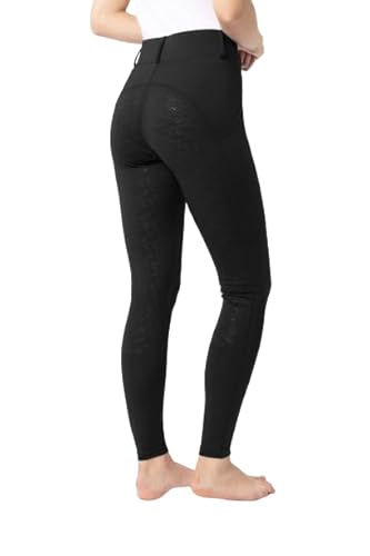 HORZE Damen Reitleggings DEA, Reithose mit Handytasche und Gürtelschlaufen, schwarz, 40