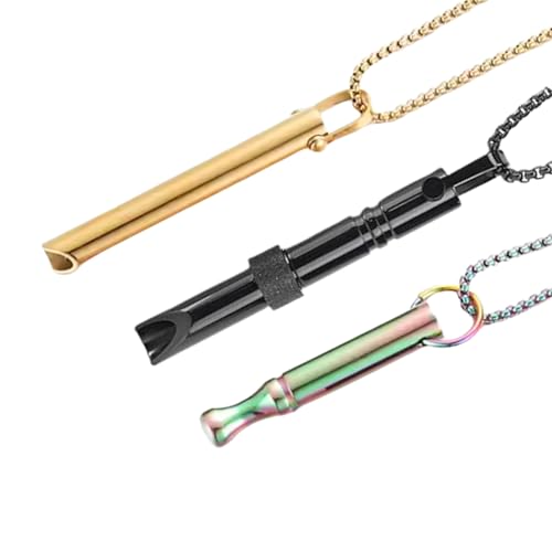 Halskette zur Linderung von Angstzuständen, Atemwiderstand, Vape-Halskette für Atemübungen, Meditation und Ruhe, Pfeife, Angstgeschenk für Damen und Herren, 3 Stile und Farben (Regenbogen, Gold