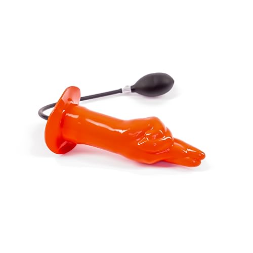 Rubberfashion Latex Faust - Analplug aufblasbar groß - Dildo groß - Anal Plug mit Pumpe für Frauen und Herren 23 x 7,2 cm Rot 0.8mm fester Kern