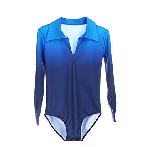 Eiskunstlaufbekleidung Für Jungen Und Herren, Elegantes Performance Competition Kostüm mit Farbverlauf, Eiskunstlauf Trikot Kleidung,Blau,XL