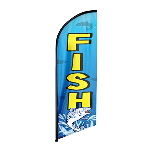 FSFLAG Fisch-Werbe-Swooper-Flagge, Banner, 2,4 m, Fischfeder-Flagge, Werbefeder-Banner für Fischgeschäft (nur Flagge) (2,4 m)