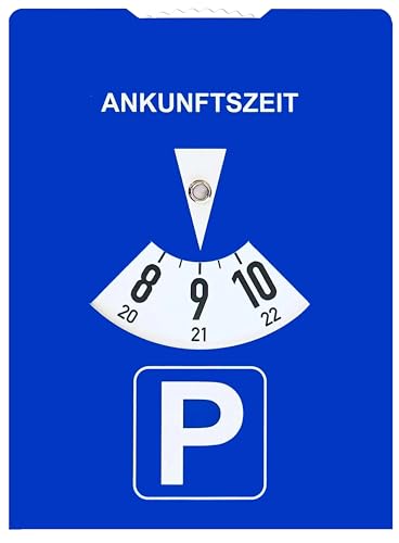 kaiser24 Papp-Parkscheibe aus Karton, StVO-konform, Blau, 11 x 15 cm, 1 Stück – Auto-Parkscheibe mit Benzinverbrauchsrechner auf der Rückseite – Umweltfreundlich, langlebig und leicht ablesbar