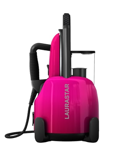 Laurastar Lift Plus Pinky Pop, 3-in-1 Bügelstation, die Kleidung entknittert, bügelt und reinigt, Hygienische Dampf, Automatische Kabelaufwicklung, Alu-3D Sohle, Vertikales Bügeln, Abnehmbarer
