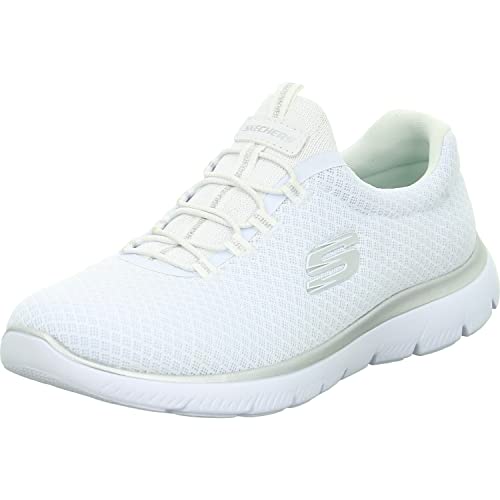 Skechers Damen Summits Sneaker, White Mesh Silver Trim, 37 EU