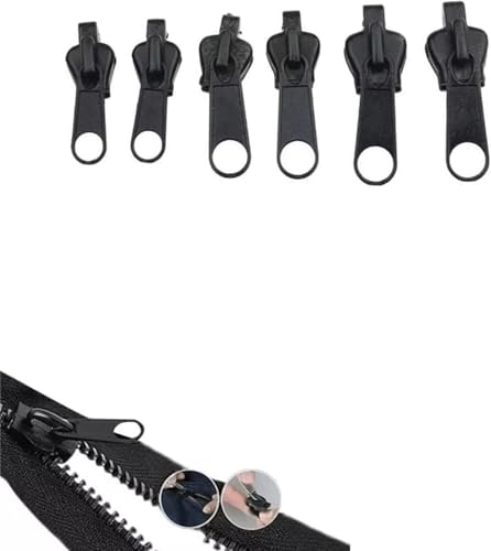 6 Stück Reißverschluss Schieber Ersatz, Reißverschluss Ersatz Zipper Zipper Pull Fixer, Abnehmbare Reißverschluss Zipper Pull Fixer Reißverschluss für Jacken, Rucksäcke, Koffer(Schwarz)