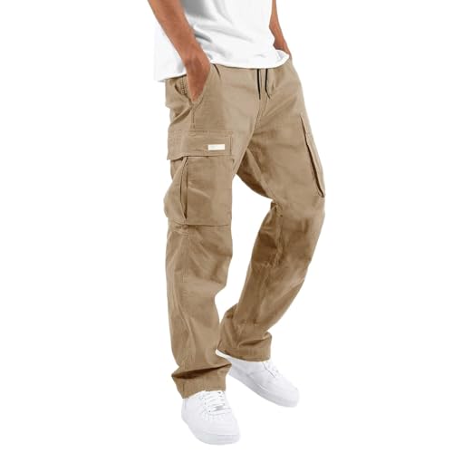 EMAlusher Arbeitshose Herren, Cargohose Herren Schwarz, Sommerhose Mit Taschen Casual Laufhose Pants Männer Chinohose Streetwear Freizeithose Funky Chino Hose Trekkinghose Stoffhose