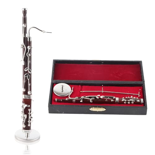 Miniatur Fagott Ornamente, 17 cm Musikinstrument Mini Fagott Ornament Dekoration Musikinstrumentenmodell mit Koffer, Basteln