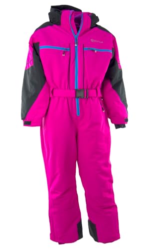 Slamotex Kinder Schneeanzug Schneeoverall Mädchen Jungen Gefütterter Wasserabweisender und Windfester Skianzug Skioverall Größe 140-176 HA017-24 (fuchsia, 140/146)