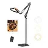 Upgrade Ringlicht Ringleuchte mit Stativ Overhead, Evershop 10” Overhead Handy Stativ mit LED Ringlicht Flexibel Lichtring Ring Light mit Fernbedienung Blitzgeräte für Tiktok YouTube Content Creator