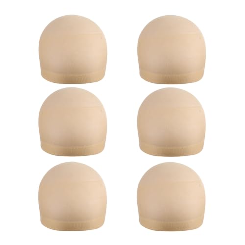 6 Stück Haarnetz Nylon Wig Caps Perückenkappe Set Elastische Atmungsaktive Haarnetz für Perücken (Beige)