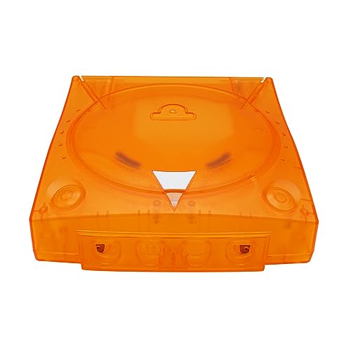 Ersatz-Schutzhülle für Dreamcast DC,Transparentes Kunststoff-Gehäuse für Retro-Videospielkonsole (Transparentes Orange)