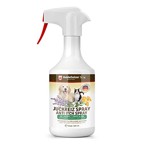 Veddelholzer 500ml Juckreiz Spray für Hund & Katze. Lavendel Spray Mittel gegen Juckreiz bei Hunden, Katzen, Welpen. Hunde Zubehör Welpen Zubehör. Bei Juckreiz durch Milben Hund, Milben Katze