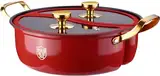 Yinyang Hot Pot Yuanyang Topf, Antihaft-Pfanne, Wok, Shabu Shabu Hot Pot Mit Trennwand Und 2 Deckeln, Beidseitig Antihaftbeschichtete Bratpfanne, Eintopf-Suppenkochgeschirr ( Color : Red , Size : 30cm