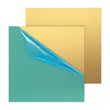 LALAGO 2 Stück 15 x 15cm Messingblech, 0,8mm dick Messingplatten mit Film Befestigte, Goldene Kupferblech Korrosionsbeständig keine Kratzer für DIY Schneiden Handwerk Machen