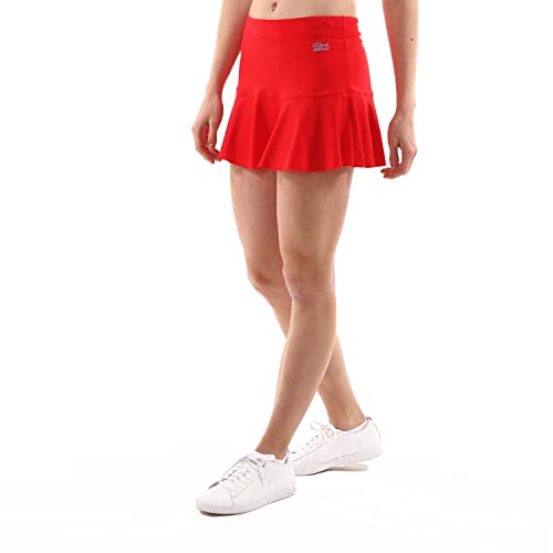 Sportkind Mädchen & Damen glockiger Tennis, Hockey, Sport Skort, Rock mit Innenhose, atmungsaktiv, UV-Schutz, rot, Gr. 152