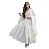 INDACORIFY Hndamale Chikankari Reine Baumwolle indisches festliches Kurti mit Dupatta-Set für Frauen (DE/NL/SE/PL, Alphanumerisch, S, Regular, Regular, Baumwolle)