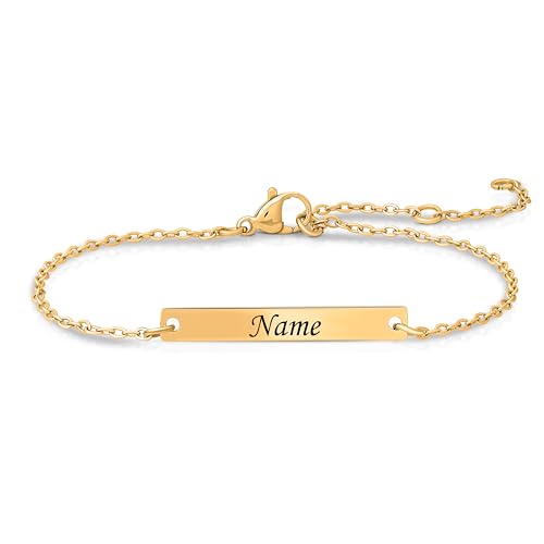 Personalisierte Geschenke Frauen | Personalisiertes Armband | Armband mit Gravur | Geschenk Freundin | Geschenke für Taufe, Valentinstag, Weihnachten, Frau und Freundin (Gold)