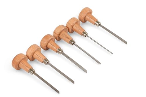 "PRAZTECH ® Neue 6-teilige Stichel mit Holzgriffen | Gravierwerkzeug-Uhrenset | Juwelier-Handwerkzeugwerkstatt | DIY