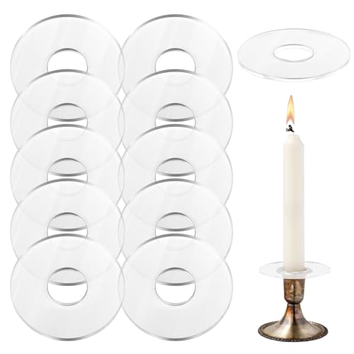 10 Stück Kerzen Tropfenfänger, Klar Tropfschutz Kommunionkerze, Kerzen Tropfenfänger für Stabkerzen Dekorative für Hochzeit Wohnzimmer, Weihnachten Kerzenständer (23x67mm)