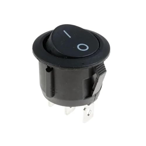 BYLSAGWHT Pushbutton Switch ON/Off Round Rocker Switch LED Illuminated Car Dashboard Van 12V Cap(3P2D-Black)