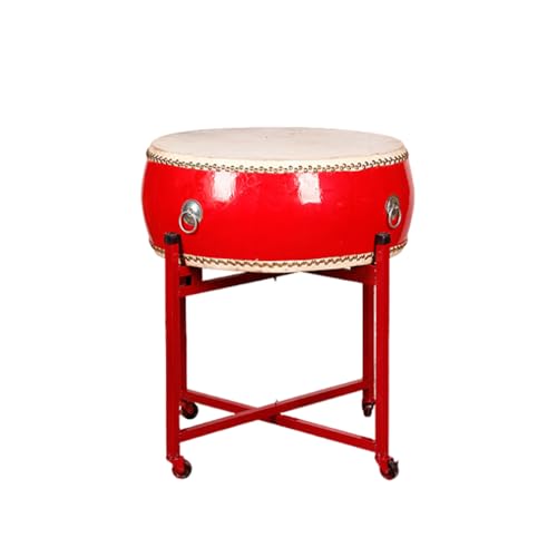 BEdaW Chinesische Traditionelle Festivaltrommel, Performance -Trommel Mit Drum Stand, Hall -Drum Und Flat Drum, Festivalfeiern, Neujahr,Red drum,46CM