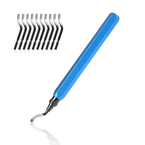 Entgratwerkzeug flintronic Entgrater Werkzeug Universal, Metallgriff Handentgrater mit 10 Stück Ersatzklingen, 360° Rotierender Klinge Schneidwerkzeug für 3D Drucker, Kunststoff, Aluminium