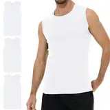 YouShow Unterhemd Herren Weiss Tank 100% Baumwolle Business Classic Ärmellos Top 3er Pack L