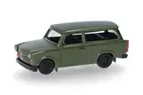 herpa 027359-005 Modellauto Trabant 1.1 Universal, Miniatur im Maßstab 1:87, Sammlerstück, Made in Germany, Modell aus Kunststoff, Farbe: olivgrün Miniaturmodell