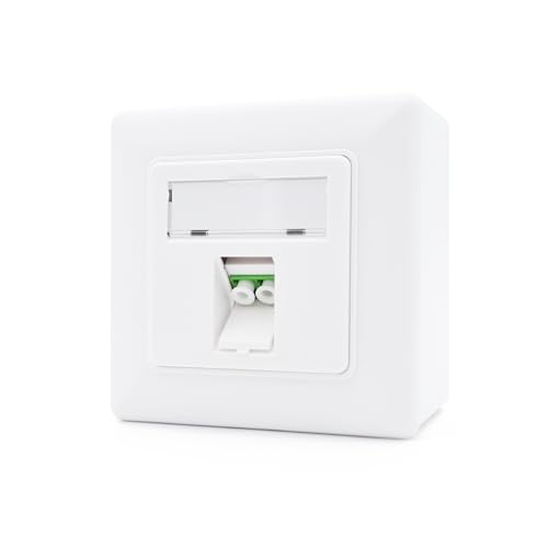 maintec Glasfaser-Anschlussdose 1x Duplex LC-APC/LC-APC Aufputz LWL Keystone, geeignet für FTTH, weiß
