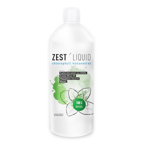 1 Liter Liquid Chlorophyll aus Alfalfa mit Minzgeschmack ohne Konservierungsstoffe - hochdosierter Monatsvorrat - Basisch - Flüssiges Chlorophyll - ZEST'LIQUID von ZESTONICS