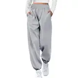 Jogginghose Damen Baggy Jogginghose Damen Hoher Taille mit Taschen Gummibund Sporthose Freizeithose für Training