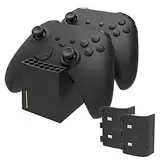 snakebyte TWIN:CHARGE SX - schwarz - Schnellladestation für Xbox Series S/X Controller, Ladegerät für 2 Wireless-Gamepads, inkl. 2x 800mAh Akkus, LED-Ladestatusanzeige, Xbox-Design