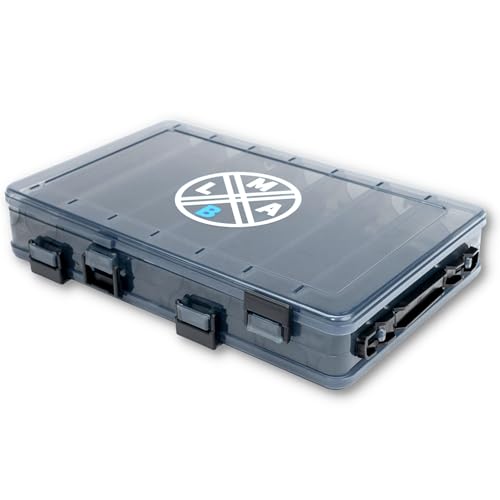 LMAB Köderbox Tackle Box Hardbait - 3 Größen - Wobbler Box, Angelbox für Wobbler doppelseitig, Wobblerbox, Hardbait Box, Angelköder Box, Box für Wobbler (L - Kurze Teilung - 27x18x5 cm)