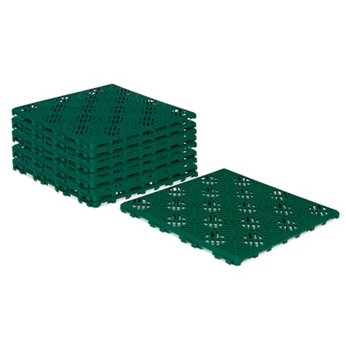IDMarket - 10 Stück Bodenfliesen für den Garten, Grün, 29,5 x 29,5 cm