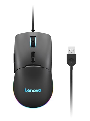 Lenovo M210 RGB Gaming-Maus (7 Tasten, RGB-Licht mit 3 Zonen, 8000 DPI, 300 IPS, 35 G, 1000 Hz), Schwarz
