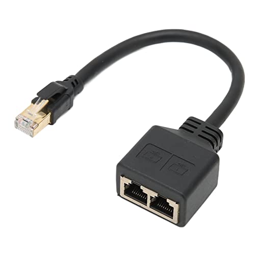 ASHATA RJ45-Ethernet-Netzwerk-Splitter-Adapterkabel, Ethernet-Splitter 1 auf 2 Kabeladapter Geeigneter CAT8-LAN-Ethernet-Buchsenstecker-Adapter LAN-Splitter