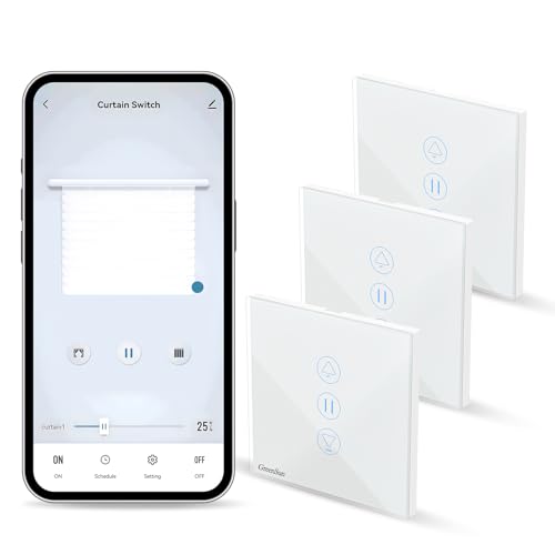 GreenSun Rolladenschalter Smart Wlan Rolladenschalter - Jalousieschalter Rolladenschalter mit steuerbarer LED, Smart Rolladen mit Zeitschaltuhr, 3PCS Rolladensteuerung kompatibel mit Echo Alexa/Google
