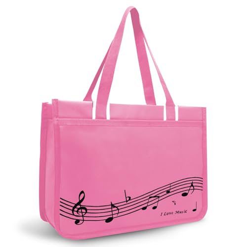 BestSounds Klaviertasche, Reißverschluss, wasserdicht, Musikbuch, Tragetasche, Klavierzubehör für Studenten, Kinder, Frauen, Geschenke für Musiker (rosa Musik)