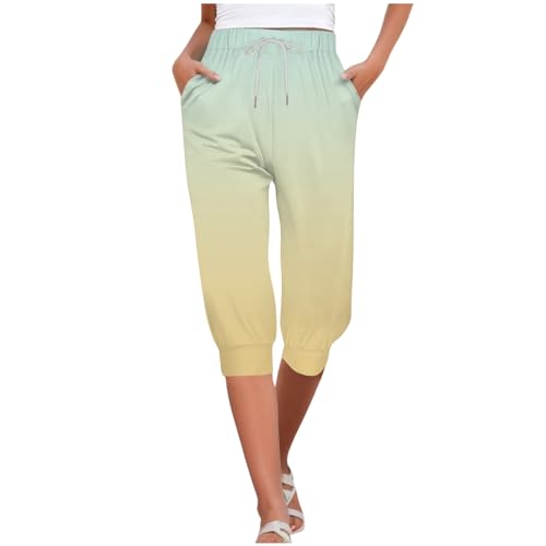 Sporthose für Damen, Jogger, Kordelzug, Sommertuch, normale Passform, Reisen, Fußball, Bauhose, öffentliche, gelb, L