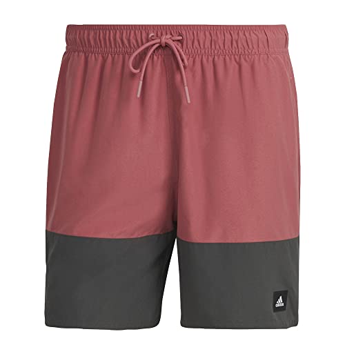 adidas Male Adult Colorblock Length Swim Shorts, pink strata/Grey six, L